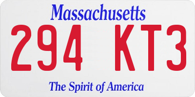 MA license plate 294KT3