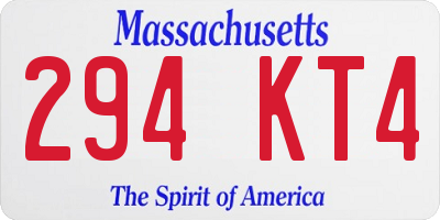 MA license plate 294KT4
