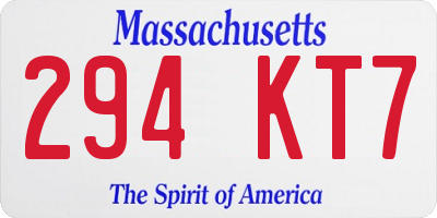 MA license plate 294KT7