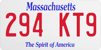 MA license plate 294KT9