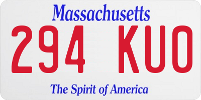 MA license plate 294KU0