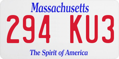 MA license plate 294KU3