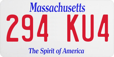 MA license plate 294KU4