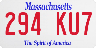 MA license plate 294KU7