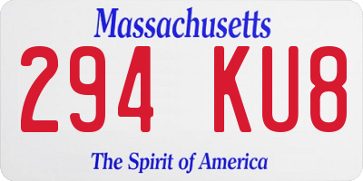 MA license plate 294KU8