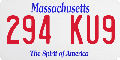 MA license plate 294KU9