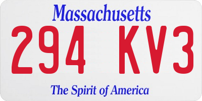 MA license plate 294KV3