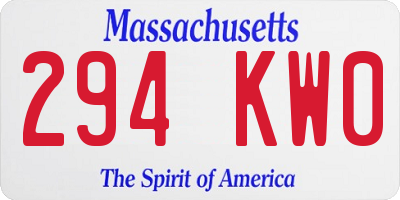 MA license plate 294KW0