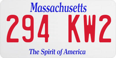 MA license plate 294KW2