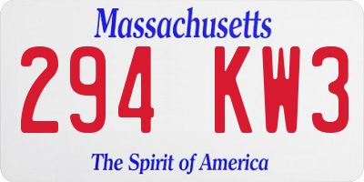 MA license plate 294KW3