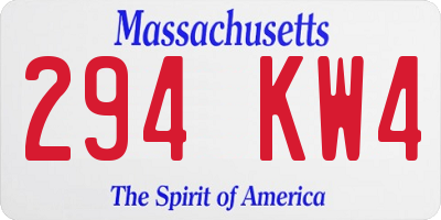 MA license plate 294KW4