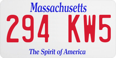 MA license plate 294KW5