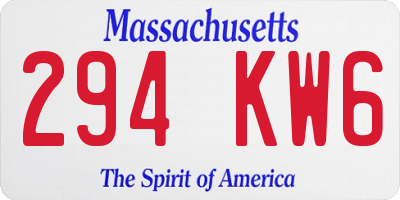 MA license plate 294KW6