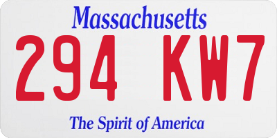 MA license plate 294KW7