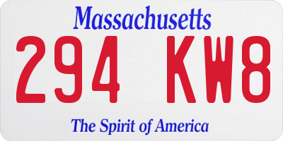 MA license plate 294KW8