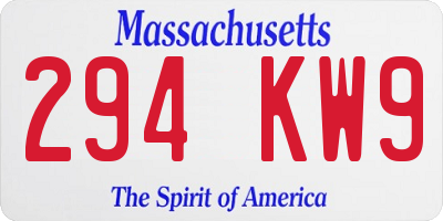 MA license plate 294KW9