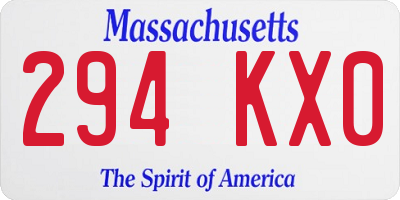 MA license plate 294KX0