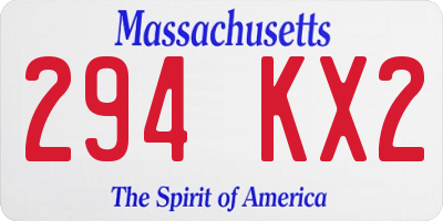 MA license plate 294KX2