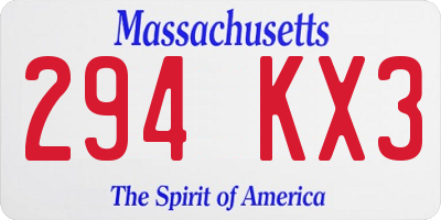 MA license plate 294KX3