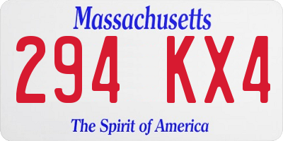 MA license plate 294KX4