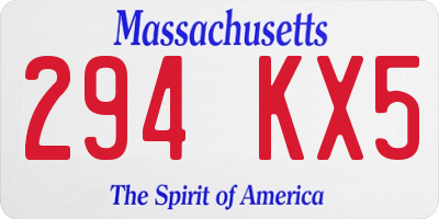 MA license plate 294KX5