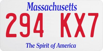 MA license plate 294KX7