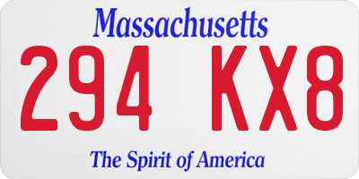 MA license plate 294KX8