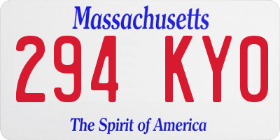 MA license plate 294KY0