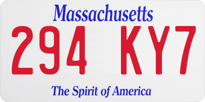MA license plate 294KY7