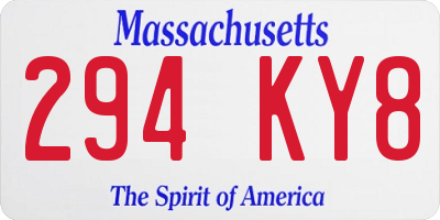 MA license plate 294KY8