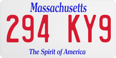 MA license plate 294KY9