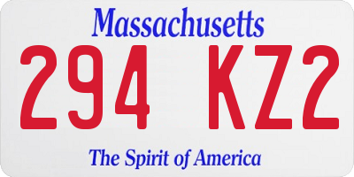MA license plate 294KZ2