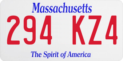 MA license plate 294KZ4