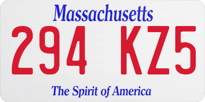 MA license plate 294KZ5