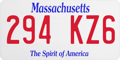 MA license plate 294KZ6
