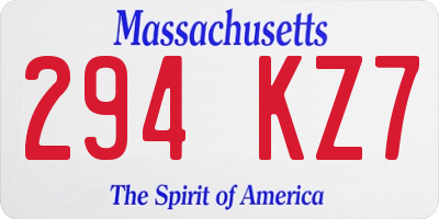 MA license plate 294KZ7