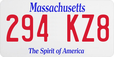 MA license plate 294KZ8