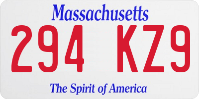 MA license plate 294KZ9