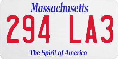 MA license plate 294LA3
