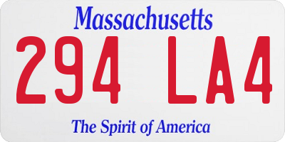 MA license plate 294LA4