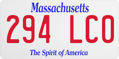 MA license plate 294LC0