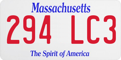 MA license plate 294LC3