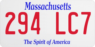 MA license plate 294LC7