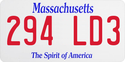 MA license plate 294LD3
