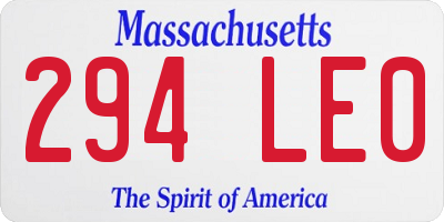 MA license plate 294LE0