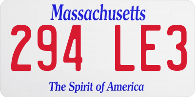 MA license plate 294LE3