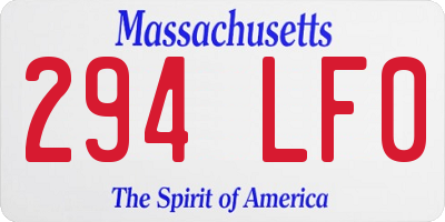 MA license plate 294LF0