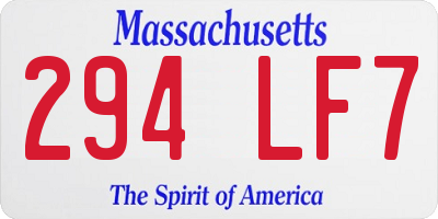 MA license plate 294LF7
