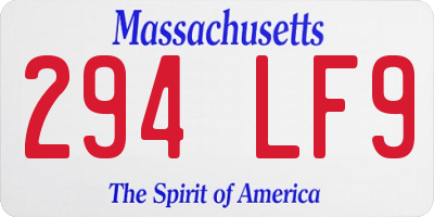 MA license plate 294LF9
