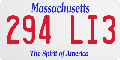 MA license plate 294LI3